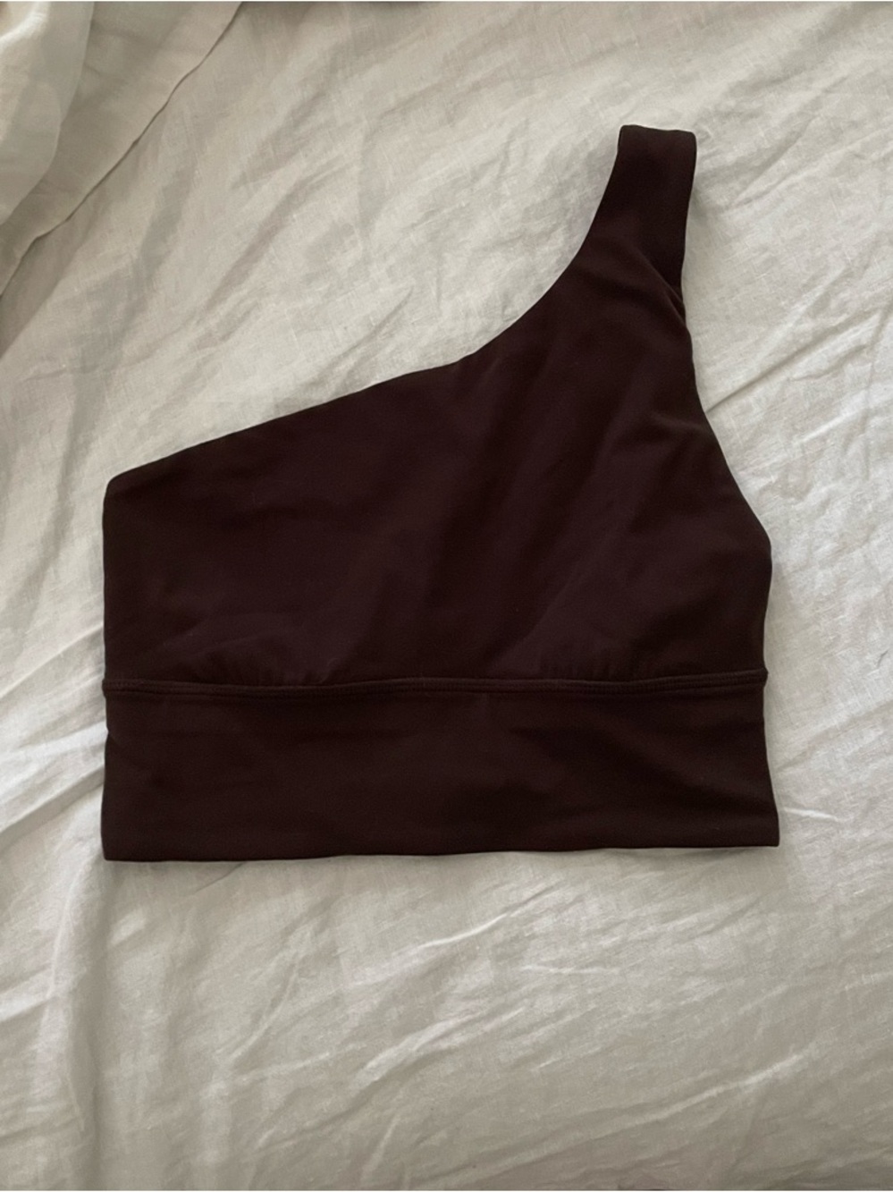 lululemon athletica One-Shoulder Crop Top in Dark Brown